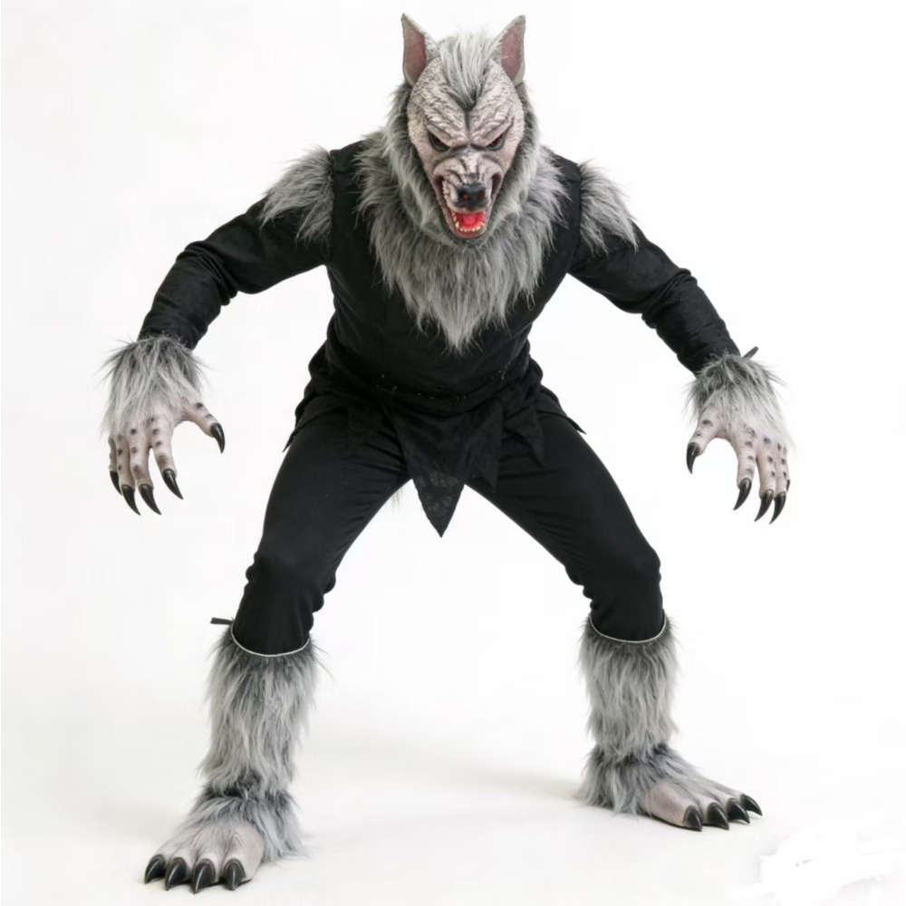 Cosplay Prop Kit - طقم زي ذئب بشري للهالوين، قناع
