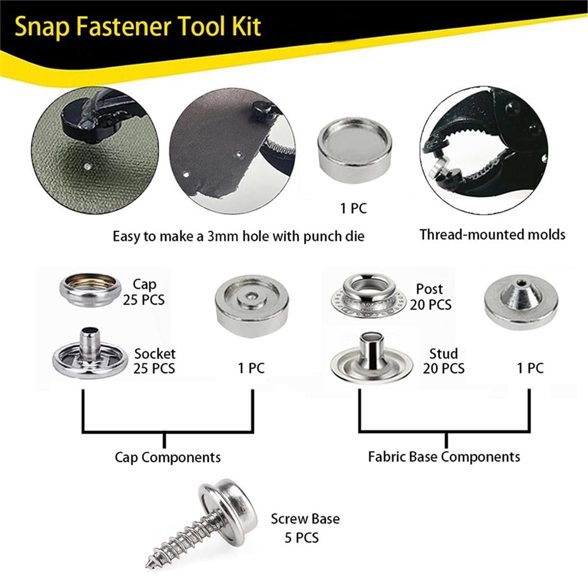Snap Plier Setter - طقم أدوات تثبيت الأزرار القوية مع