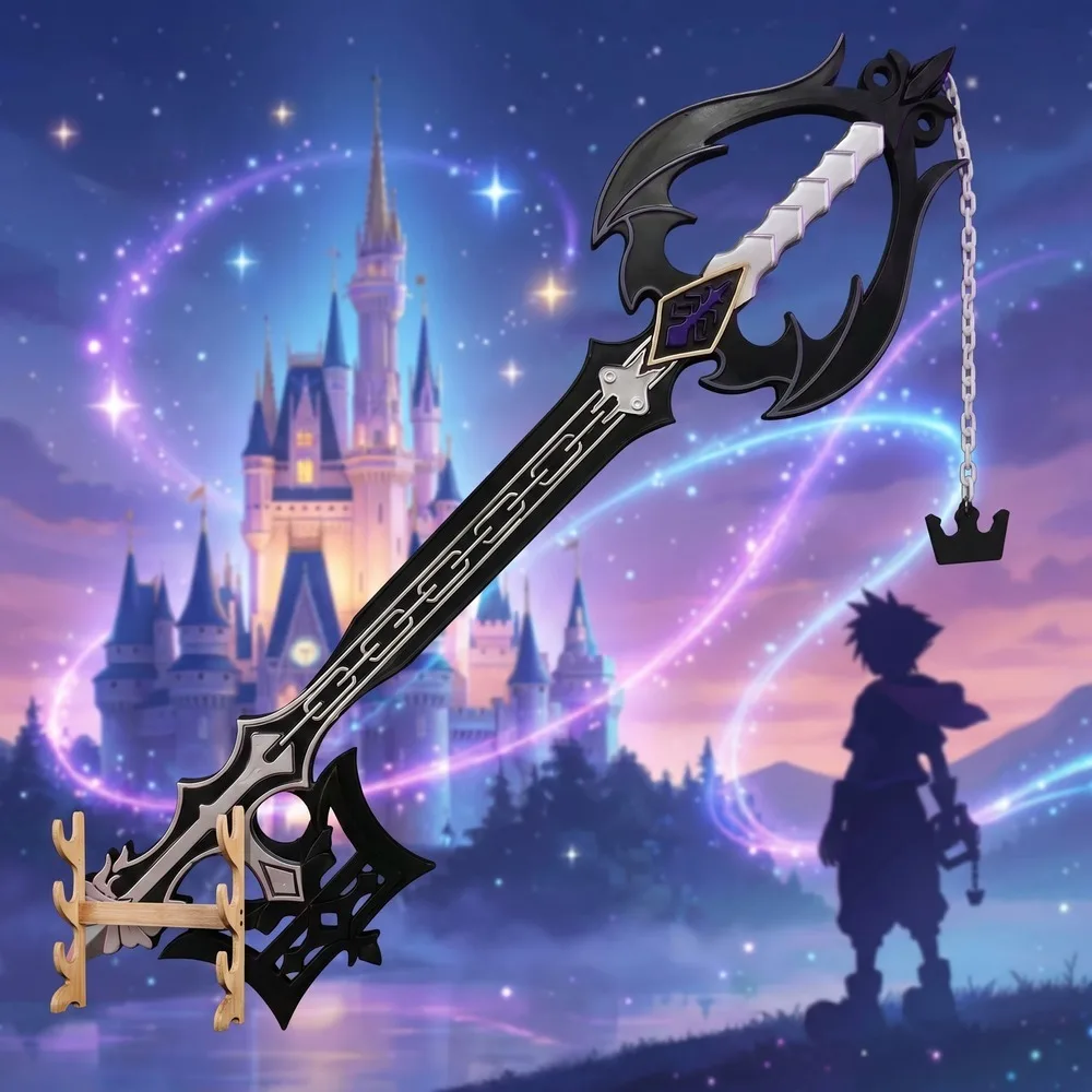 Keyblade Cosplay Prop - سيف كينجدوم هارتس بلاستيكي أسود وأبيض