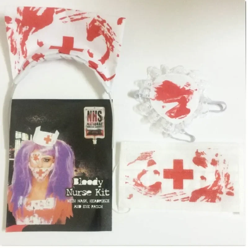 Cosplay Prop Kit - مجموعة ملابس الهالوين الممرضة الدامية ،